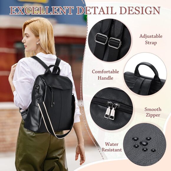 1789 Backpack Purse Faux Leather Anti-Theft Backpack With Detachable